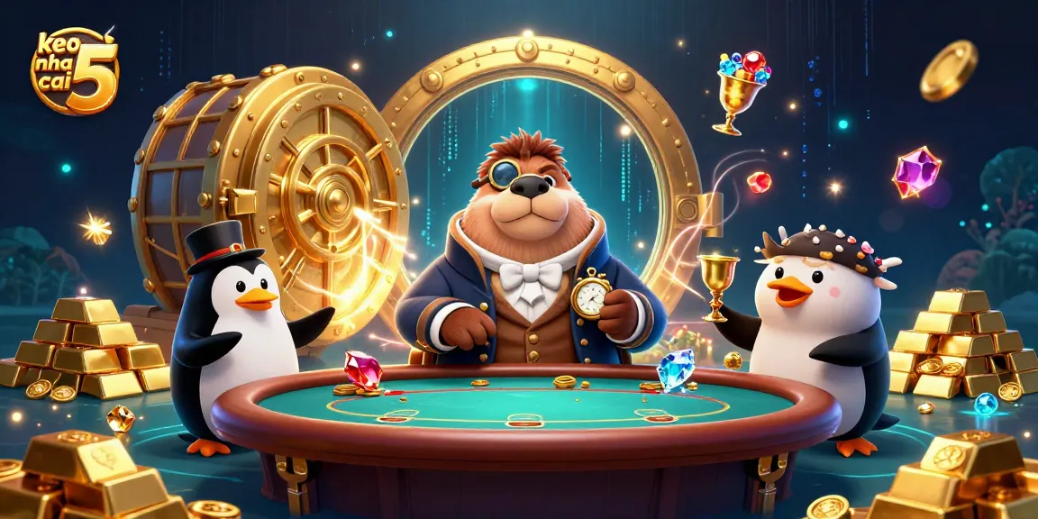 Bet on keo nha cai 5 at an underwater casino featuring playful characters and vibrant treasures.