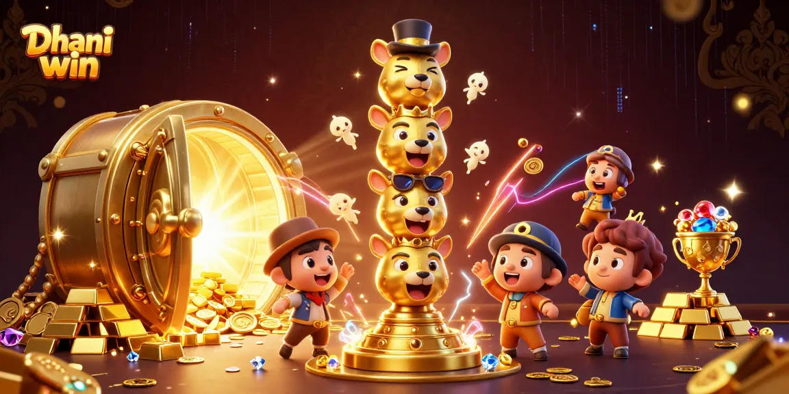 Dhani win players enjoy thrilling gameplay amid golden treasures, captivating totems, and vibrant casino elements.