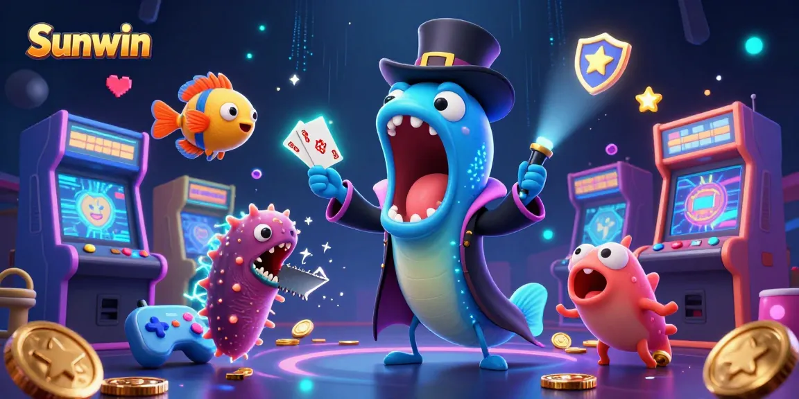 Engage in thrilling online casino fun with Sunwin as colorful characters perform magic tricks.